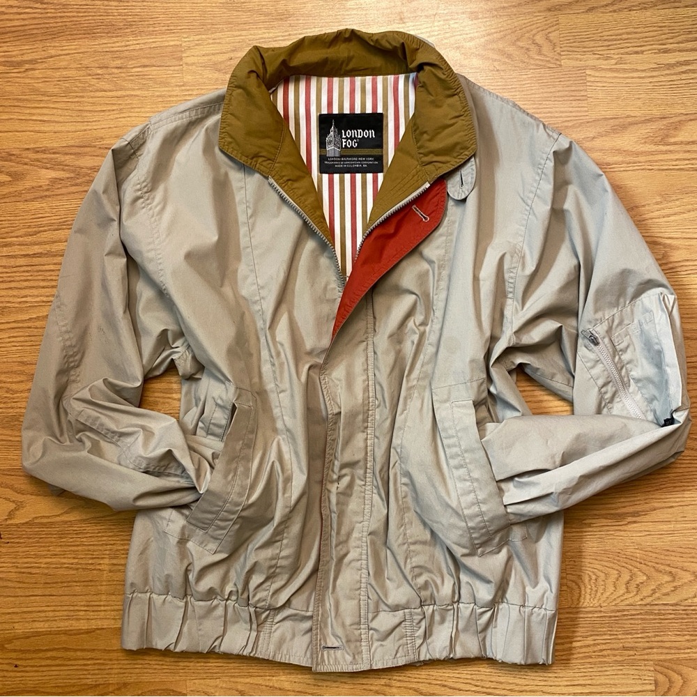 London Fog Brown and Red Striped Jacket